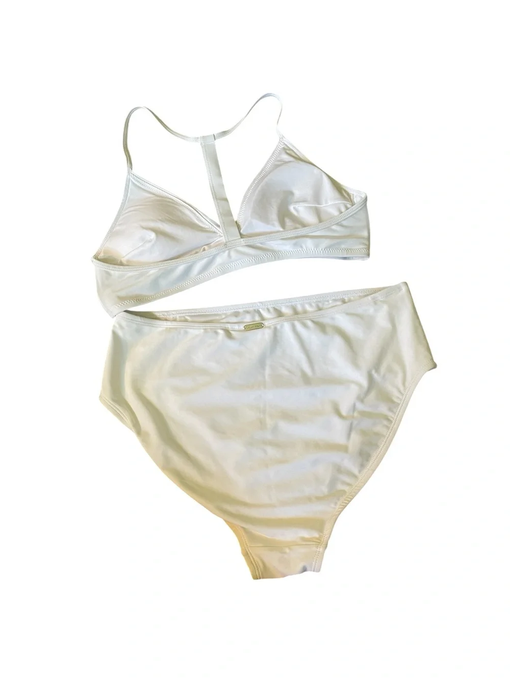 C50- Calvin Klein White Swimwear Bikini Bottoms - Minimal Logo Large
